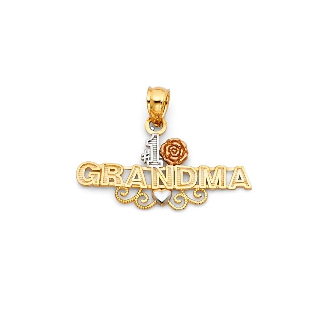 NEW 14K TRI COLOR GOLD GRANDMA PENDANT (1 of 2)