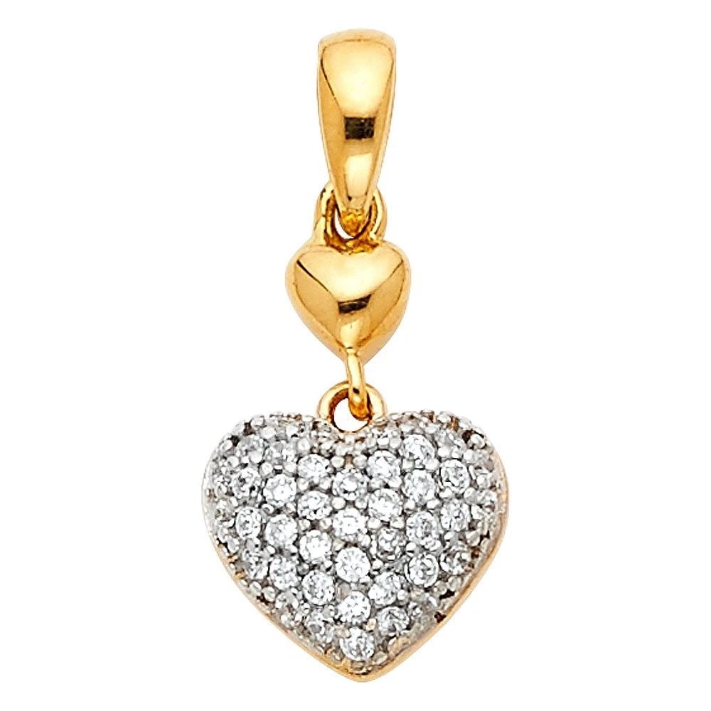 NEW 14K TWO TONE GOLD HEART PENDANT: NEW 14K TWO TONE GOLD HEART PENDANT HEART PENDANT NEW 14K TWO TONE GOLD Height : 13 mm Width : 9 mm Apx. WEIGHT : 0.9g
