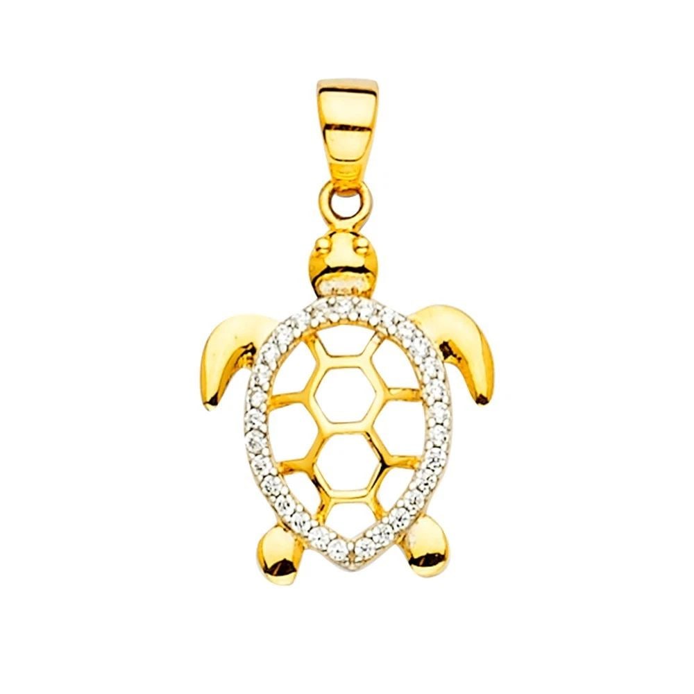 NEW 14K TWO TONE GOLD TURTLE PENDANT (1 of 2)
