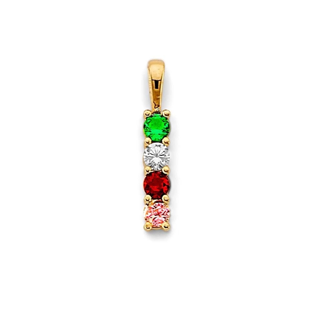 NEW 14K YELLOW GOLD 4 STONE MONTH PENDANT: NEW 14K YELLOW GOLD 4 STONE MONTH PENDANT 4 STONE MONTH PENDANT NEW 14K YELLOW GOLD Height : 23 mm Width : 3 mm Apx. WEIGHT : 0.9g