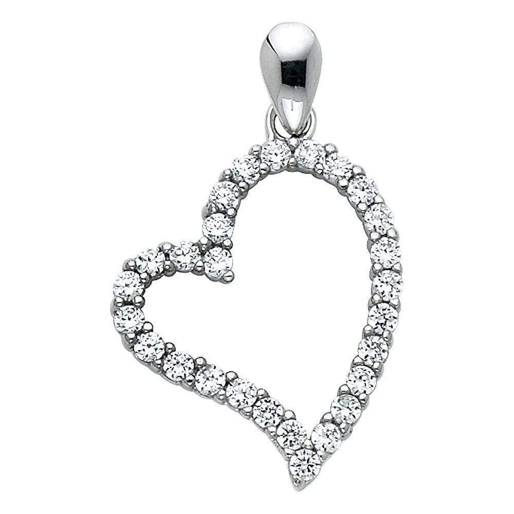NEW 14K WHITE GOLD HEART PENDANT: NEW 14K WHITE GOLD HEART PENDANT HEART PENDANT NEW 14K WHITE GOLD Height : 20 mm Width : 15 mm Apx. WEIGHT : 0.9g