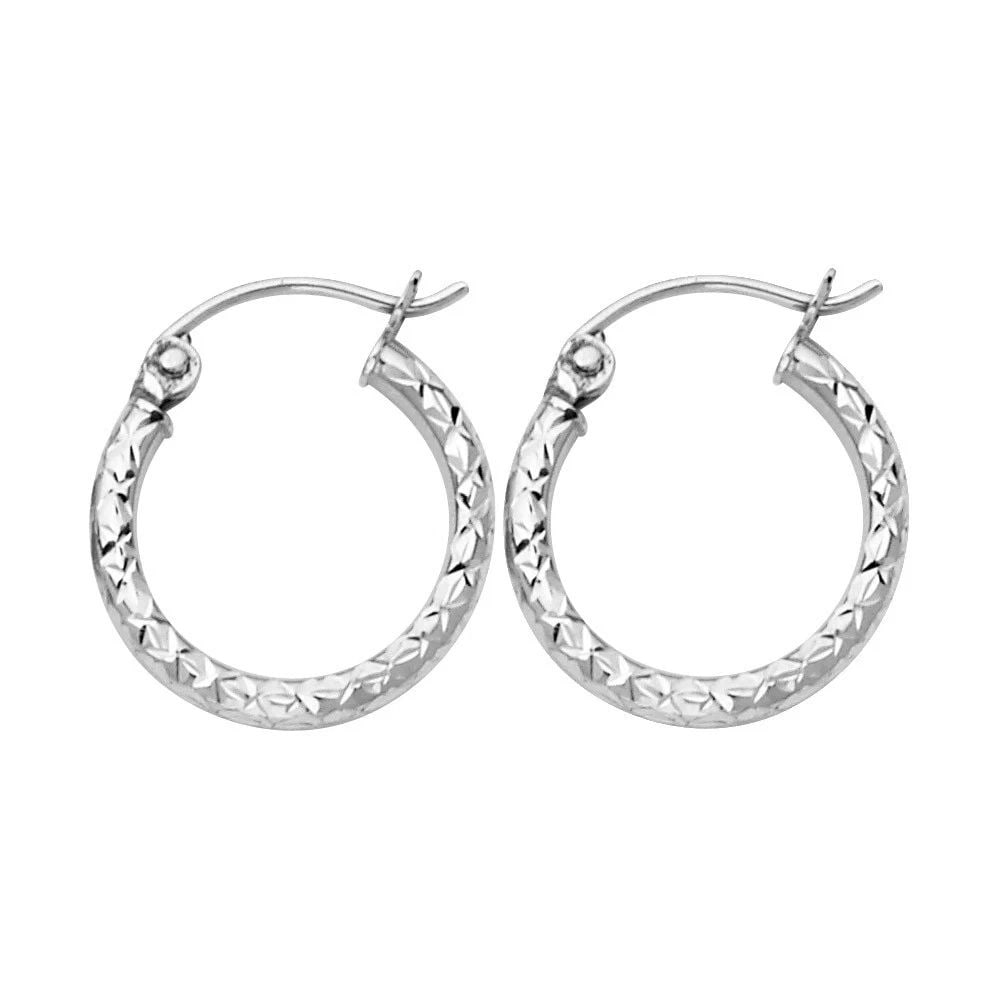 NEW 14K WHITE GOLD SILK DC 1.5MM ROUND TUBE HOOP EARRINGS (15MM): NEW 14K WHITE GOLD SILK DC 1.5MM ROUND TUBE HOOP EARRINGS (15MM) SILK DC 1.5MM ROUND TUBE HOOP EARRINGS (15MM) NEW 14K WHITE GOLD Height : 15 mm Width : 15 mm Weight : 0.7g