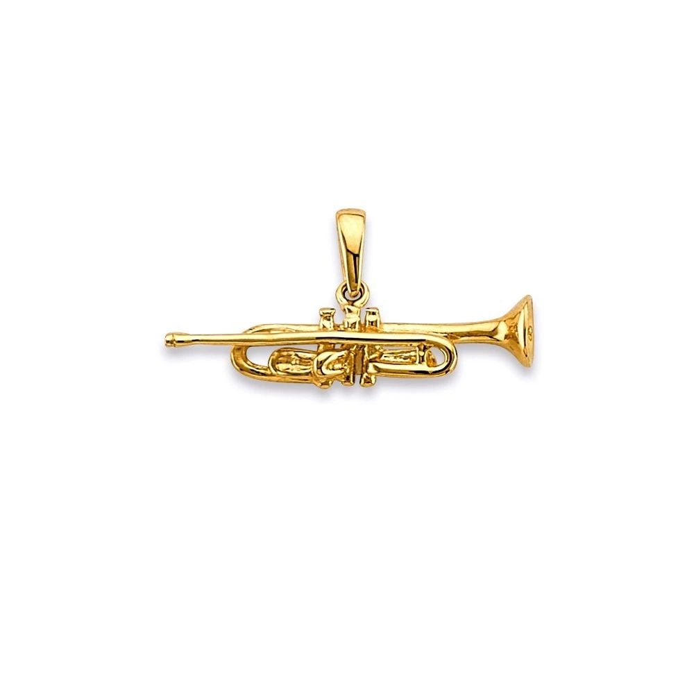NEW 14K YELLOW GOLD TRUMPET PENDANT (1 of 2)