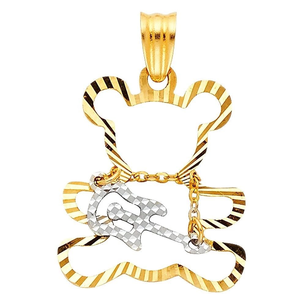 NEW 14K TWO TONE GOLD BEAR GUITAR PENDANT (1 of 2)