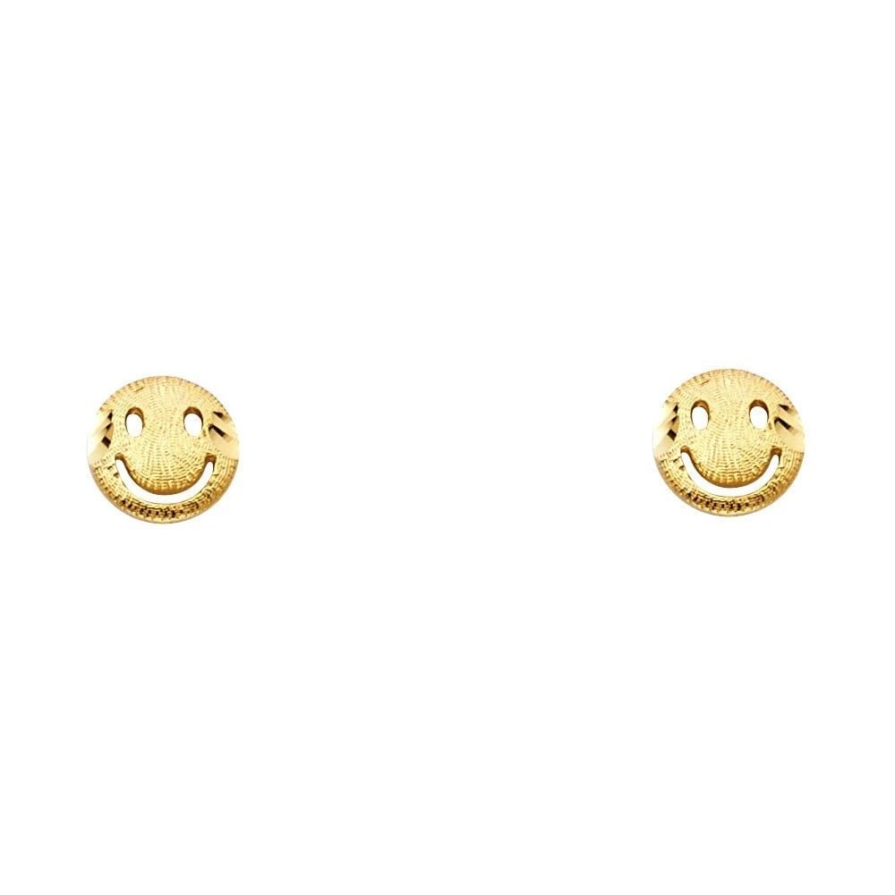NEW 14K YELLOW GOLD SMALL SMALLILE POST EARRINGS (1 of 2)