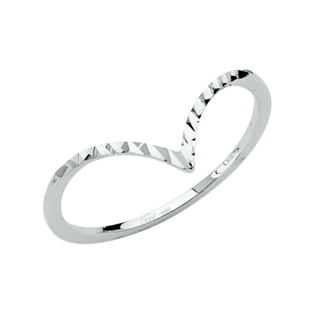 NEW 14K WHITE GOLD V SHAPE LADIES DC BAND - SIZE 7 (1 of 2)