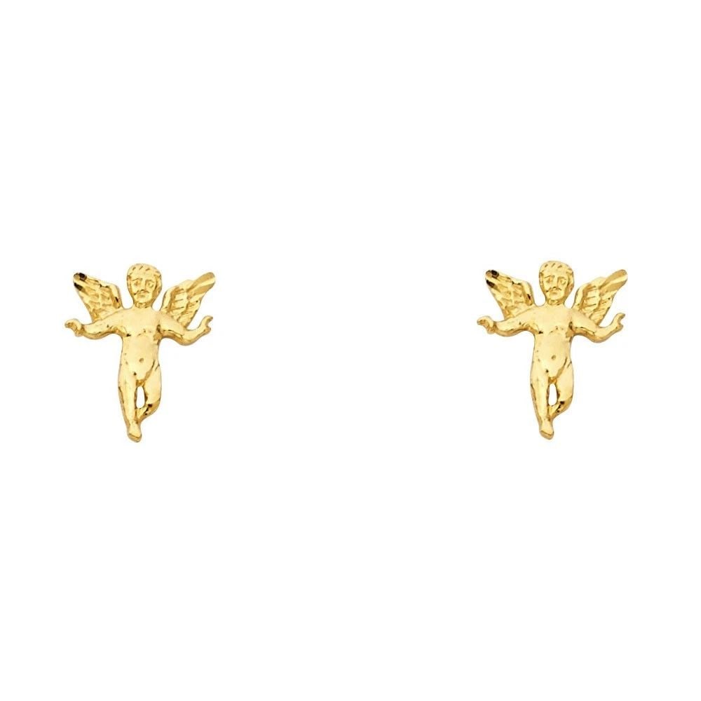 NEW 14K YELLOW GOLD SMALL BABY ANGEL POST EARRINGS: NEW 14K YELLOW GOLD SMALL BABY ANGEL POST EARRINGS SMALL BABY ANGEL POST EARRINGS NEW 14K YELLOW GOLD HEIGHT - 11 mm WIDTH - 8 mm Apx WEIGHT - 0.7 g