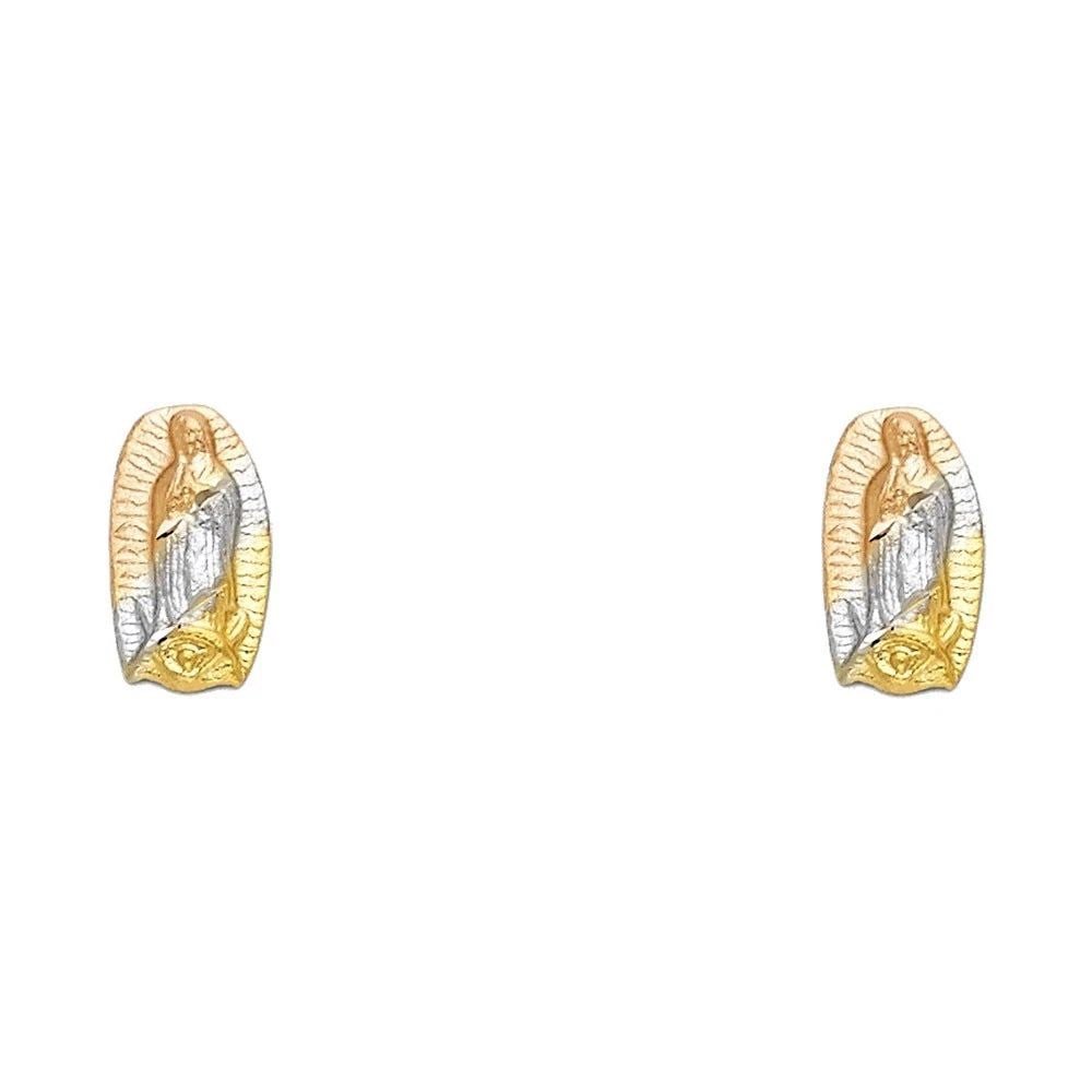 NEW 14K TRI COLOR GOLD STUD EARRINGS (1 of 2)