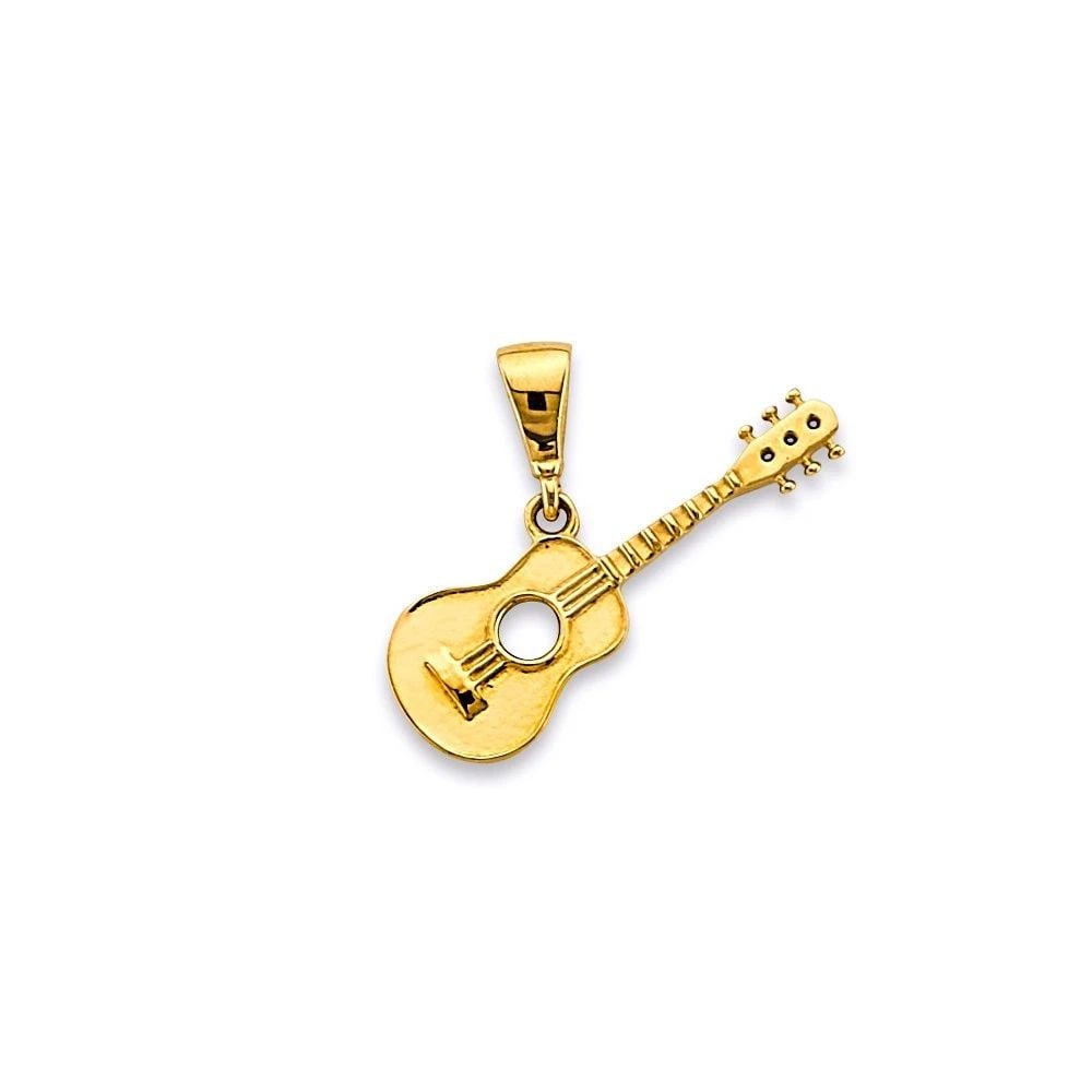 NEW 14K YELLOW GOLD GUITAR PENDANT (1 of 2)