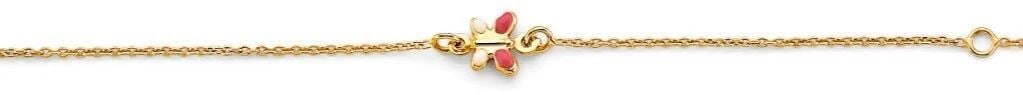 NEW 14K YELLOW GOLD BUTTERFLY CENTER BABY BRACELET: NEW 14K YELLOW GOLD BUTTERFLY CENTER BABY BRACELET BUTTERFLY CENTER BABY BRACELET NEW 14K YELLOW GOLD LENGTH - 5+1in Apx WEIGHT - 0.9g