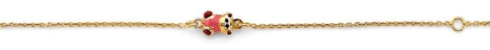 NEW 14K YELLOW GOLD ENAMEL TEDDY BEAR CENTER BABY BRACELET (1 of 2)