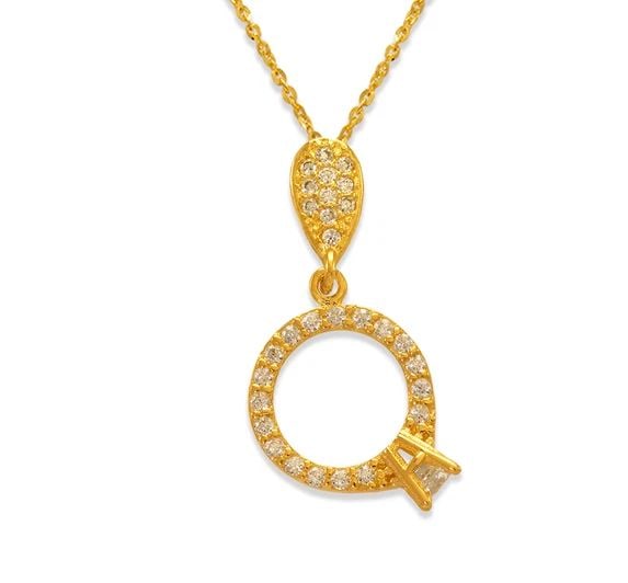 NEW 14K YELLOW GOLD FANCY ENGAGEMENT RING PENDANT: NEW 14K YELLOW GOLD FANCY ENGAGEMENT RING PENDANT FANCY ENGAGEMENT RING PENDANT NEW 14K YELLOW GOLD Apx. WIDTH: 12x15mm Apx WEIGHT: 0.9g