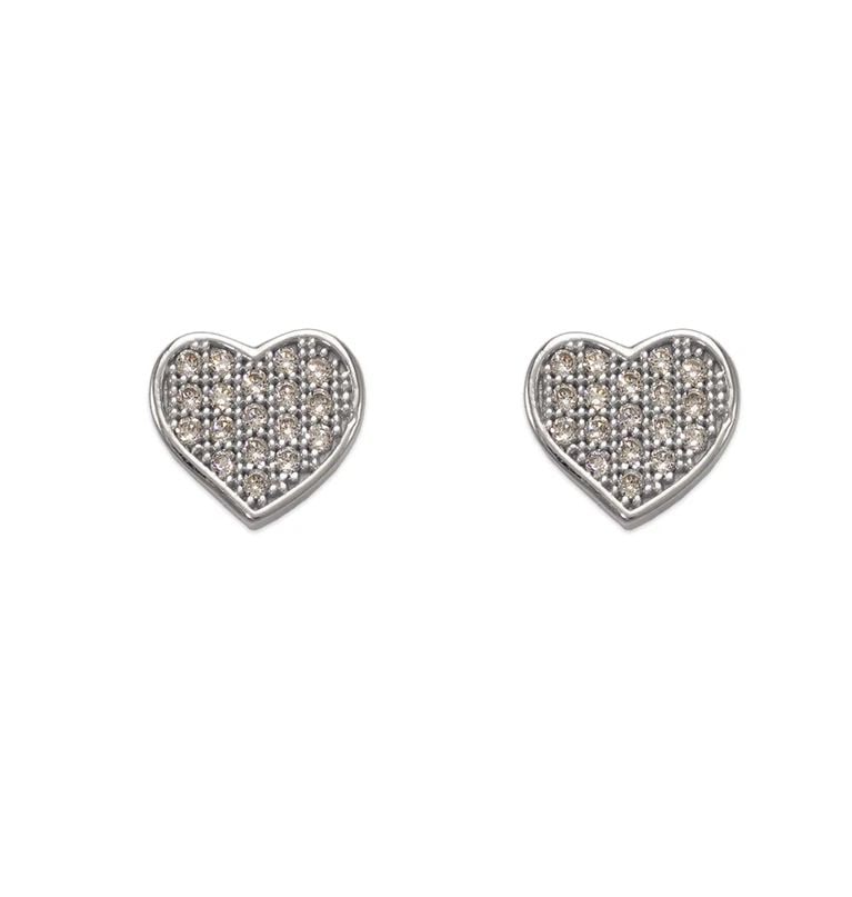 NEW 14K WHITE GOLD FANCY FLAT HEART STUD EARRINGS: NEW 14K WHITE GOLD FANCY FLAT HEART STUD EARRINGS FANCY FLAT HEART STUD EARRINGS NEW 14K WHITE GOLD Width: Approx. 9x7mm Apx WEIGHT: 0.9g