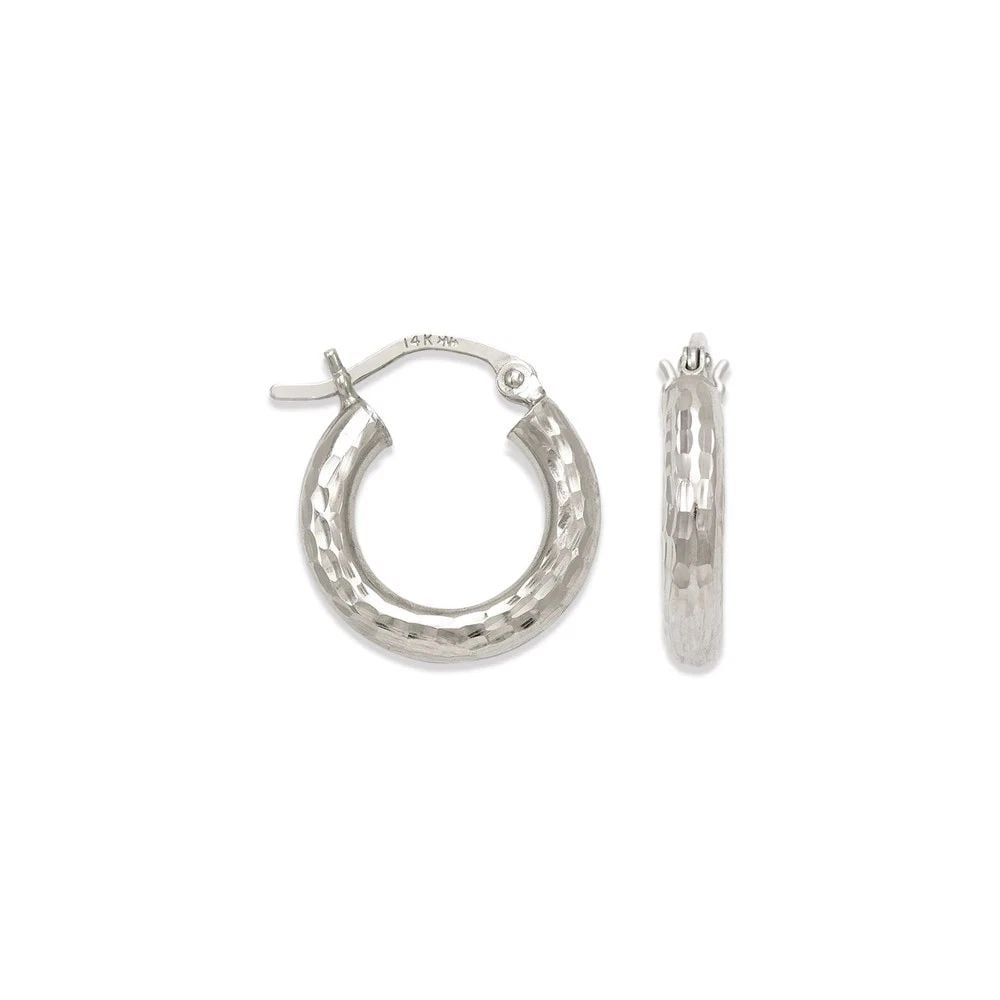 NEW 14K WHITE GOLD 3MM ROUND TUBE HOOP EARRINGS: NEW 14K WHITE GOLD 3MM ROUND TUBE HOOP EARRINGS 3MM ROUND TUBE HOOP EARRINGS NEW 14K WHITE GOLD Width: Approx. 3mm Apx WEIGHT: 0.9g