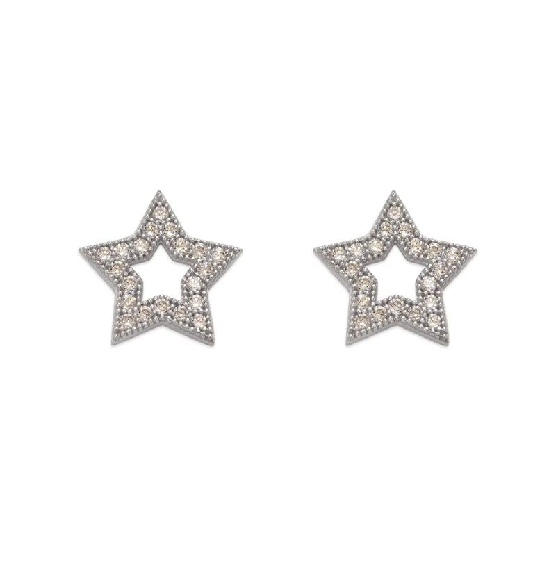 NEW 14K WHITE GOLD FANCY STAR STUD EARRINGS: NEW 14K WHITE GOLD FANCY STAR STUD EARRINGS FANCY STAR STUD EARRINGS NEW 14K WHITE GOLD Width: Approx. 10x10mm Apx WEIGHT: 0.9g