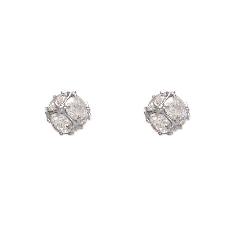 NEW 14K WHITE GOLD SMALL FANCY BALL STUD EARRINGS: NEW 14K WHITE GOLD SMALL FANCY BALL STUD EARRINGS SMALL FANCY BALL STUD EARRINGS NEW 14K WHITE GOLD Width: Approx. 5mm Apx WEIGHT: 0.9g