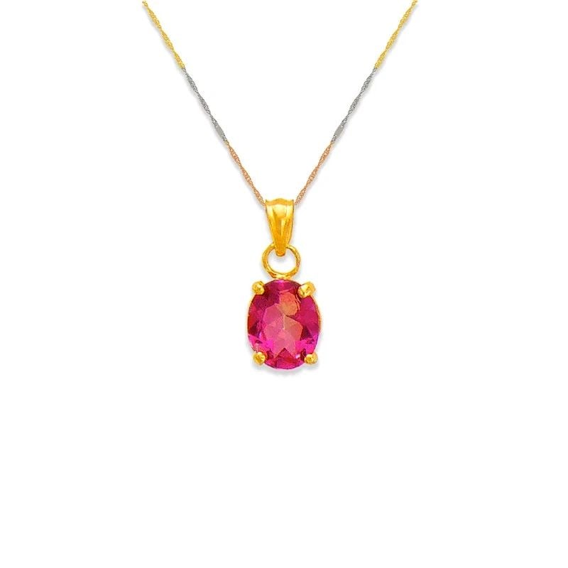 NEW 14K YELLOW GOLD PINK TOPAZ PENDANT: NEW 14K YELLOW GOLD PINK TOPAZ PENDANT PINK TOPAZ PENDANT NEW 14K YELLOW GOLD Apx. WIDTH: 7x10mm Apx WEIGHT: 0.9g