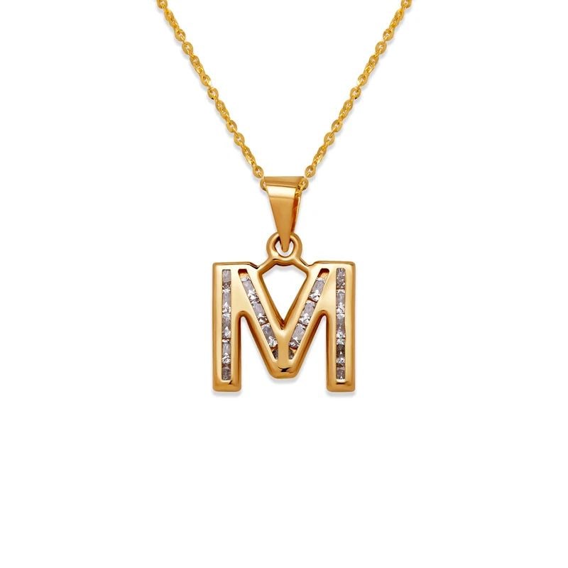 NEW 14K YELLOW GOLD INITIAL "M" PENDANT (1 of 2)