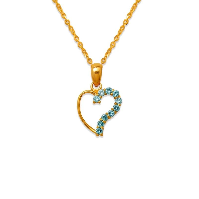NEW 14K YELLOW GOLD HEART BLUE PENDANT: NEW 14K YELLOW GOLD HEART BLUE PENDANT HEART BLUE PENDANT NEW 14K YELLOW GOLD Apx. WIDTH: 11x12mm Apx WEIGHT: 0.9g