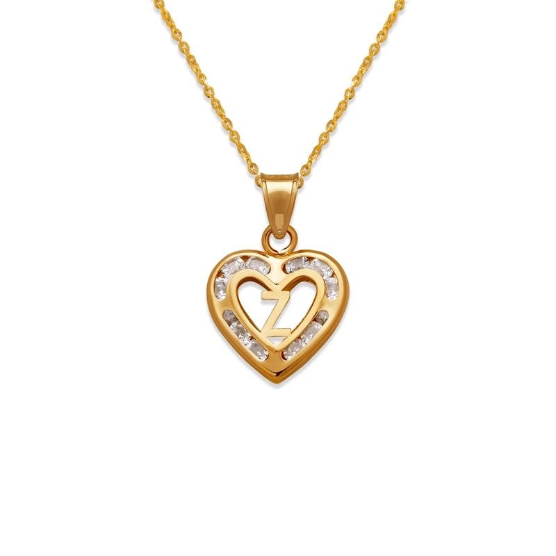 NEW 14K YELLOW GOLD HEART INITIAL "Z" PENDANT: NEW 14K YELLOW GOLD HEART INITIAL "Z" PENDANT HEART INITIAL "Z" PENDANT NEW 14K YELLOW GOLD Apx. WIDTH: 13x12mm Apx WEIGHT: 0.9g