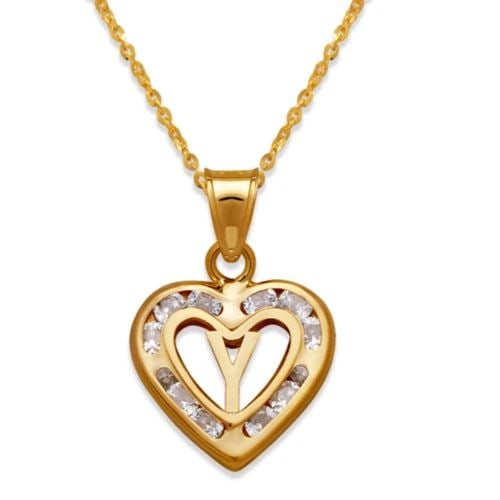 NEW 14K YELLOW GOLD HEART INITIAL "Y" PENDANT: NEW 14K YELLOW GOLD HEART INITIAL "Y" PENDANT HEART INITIAL "Y" PENDANT NEW 14K YELLOW GOLD Apx. WIDTH: 13x12mm Apx WEIGHT: 0.9g