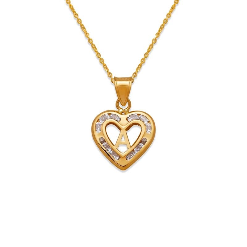 NEW 14K YELLOW GOLD HEART INITIAL "A" PENDANT: NEW 14K YELLOW GOLD HEART INITIAL "A" PENDANT HEART INITIAL "A" PENDANT NEW 14K YELLOW GOLD Apx. WIDTH: 13x12mm Apx WEIGHT: 0.9g