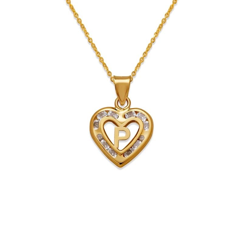 NEW 14K YELLOW GOLD HEART INITIAL "P" PENDANT: NEW 14K YELLOW GOLD HEART INITIAL "P" PENDANT HEART INITIAL "P" PENDANT NEW 14K YELLOW GOLD Apx. WIDTH: 13x12mm Apx WEIGHT: 0.9g