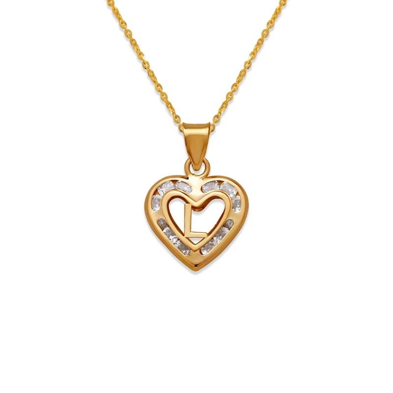 NEW 14K YELLOW GOLD HEART INITIAL "L" PENDANT: NEW 14K YELLOW GOLD HEART INITIAL "L" PENDANT HEART INITIAL "L" PENDANT NEW 14K YELLOW GOLD Apx. WIDTH: 13x12mm Apx WEIGHT: 0.9g