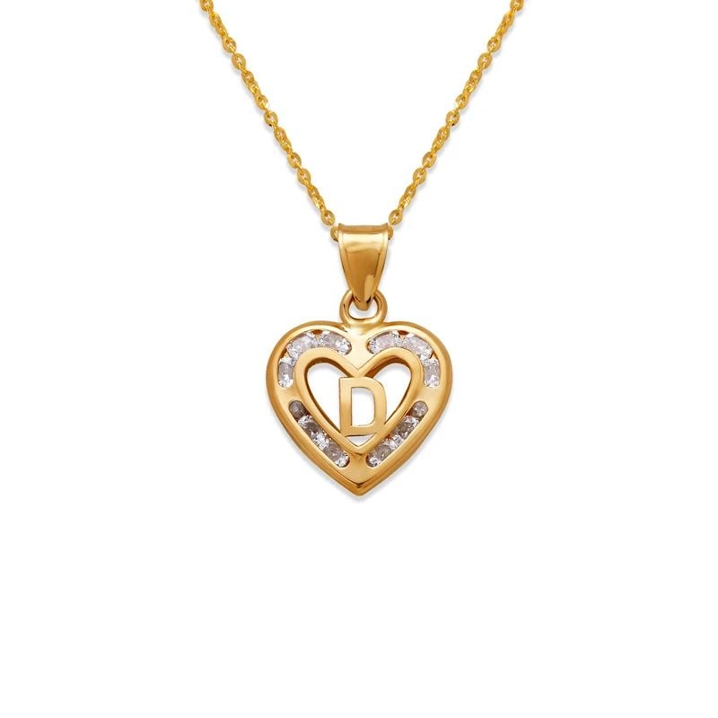 NEW 14K YELLOW GOLD HEART INITIAL "D" PENDANT (1 of 2)