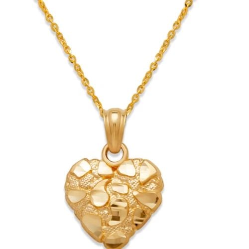 NEW 14K YELLOW GOLD HEART NUGGET PENDANT (1 of 2)