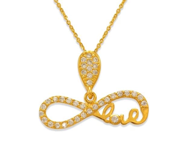 NEW 14K YELLOW GOLD FANCY INFINITE LOVE PENDANT (1 of 2)