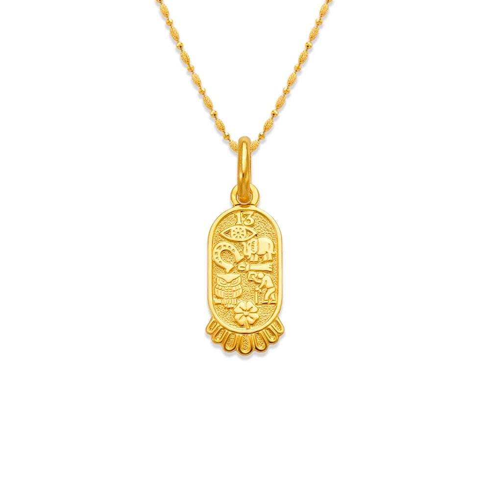 NEW 14K YELLOW GOLD 18MM GOODLUCK PENDANT (1 of 2)