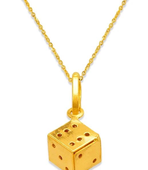 NEW 14K YELLOW GOLD 9MM DICE CHARM PENDANT (1 of 2)