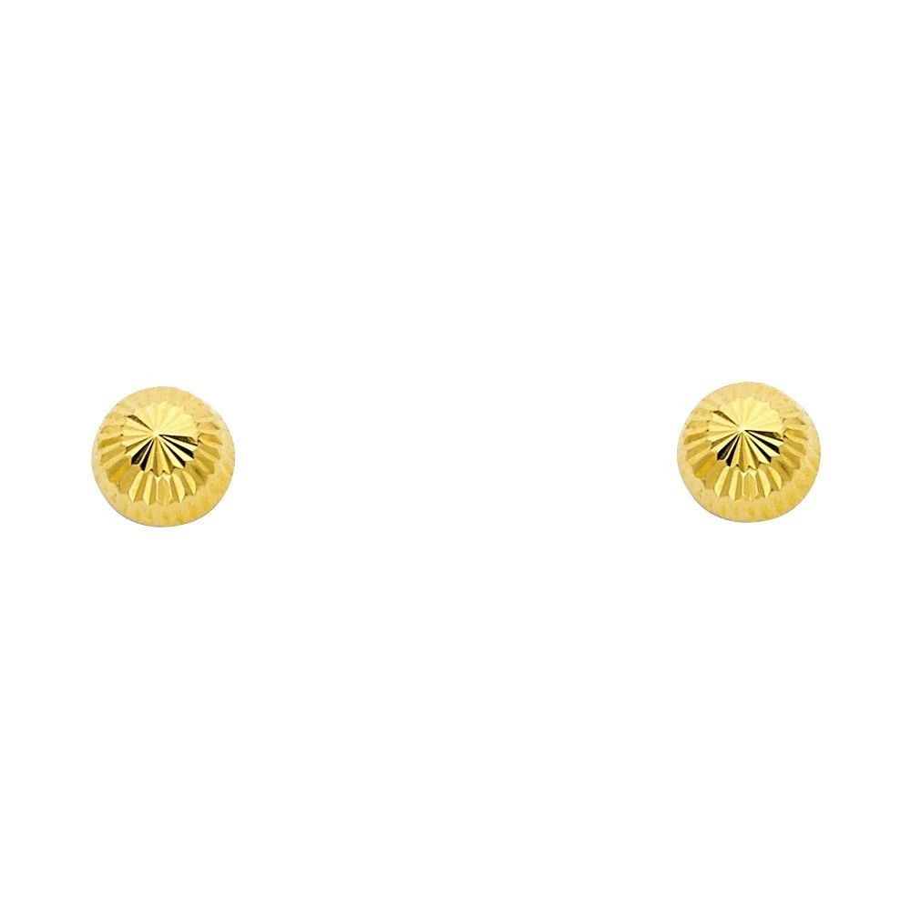 NEW 14K YELLOW GOLD 6.5MM SCREW BACK FLUTED HALF BALL STUD EARRINGS: NEW 14K YELLOW GOLD 6.5MM SCREW BACK FLUTED HALF BALL STUD EARRINGS 6.5MM SCREW BACK FLUTED HALF BALL STUD EARRINGS NEW 14K YELLOW GOLD