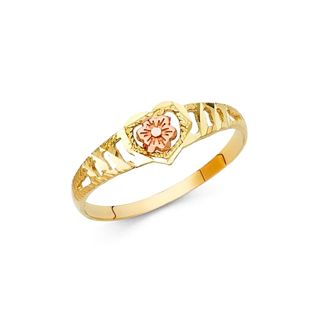 NEW 14K TWO TONE GOLD FANCY FLOWER RING - SIZE 7 (1 of 2)