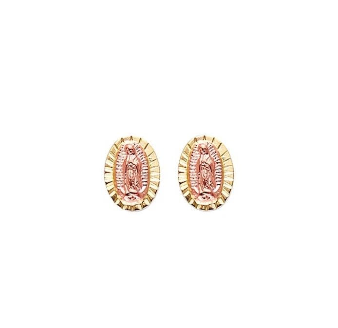 NEW 14K YELLOW GOLD TWO TONE GOLD GUADLUPE EARRINGS WITH SCREW BACK: NEW 14K YELLOW GOLD TWO TONE GOLD GUADLUPE EARRINGS WITH SCREW BACK GUADLUPE EARRINGS WITH SCREW BACK NEW 14K YELLOW GOLD