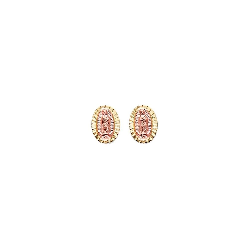 NEW 14K YELLOW GOLD TWO TONE GOLD GUADLUPE EARRINGS WITH SCREW BACK: NEW 14K YELLOW GOLD TWO TONE GOLD GUADLUPE EARRINGS WITH SCREW BACK GUADLUPE EARRINGS WITH SCREW BACK NEW 14K YELLOW GOLD