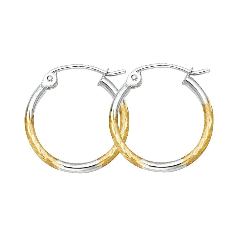 NEW 14K TWO TONE GOLD BUDDED DC HOOP EARRINGS: NEW 14K TWO TONE GOLD BUDDED DC HOOP EARRINGS BUDDED DC HOOP EARRINGS NEW 14K TWO TONE GOLD Height : 15 mm Width : 15 mm Weight : 0.6g
