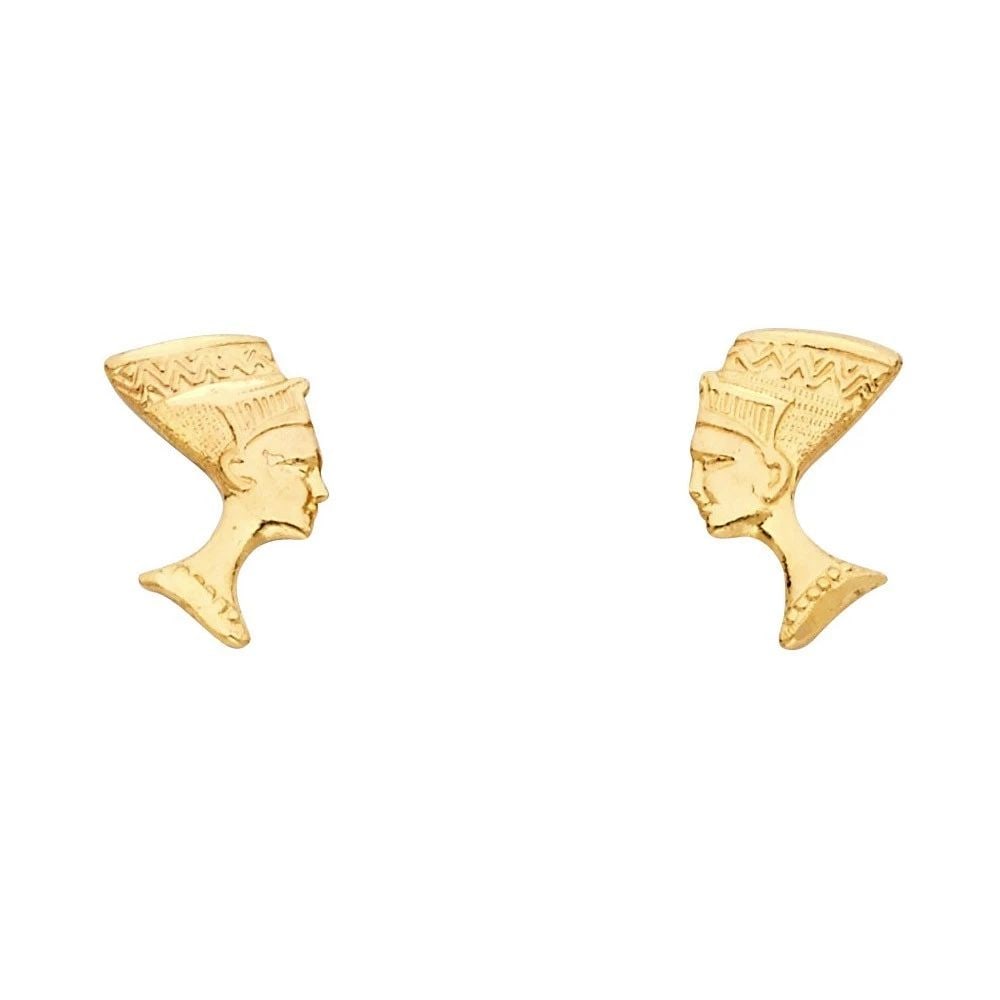 NEW 14K YELLOW GOLD SMALL PHARAOH POST EARRINGS (1 of 2)