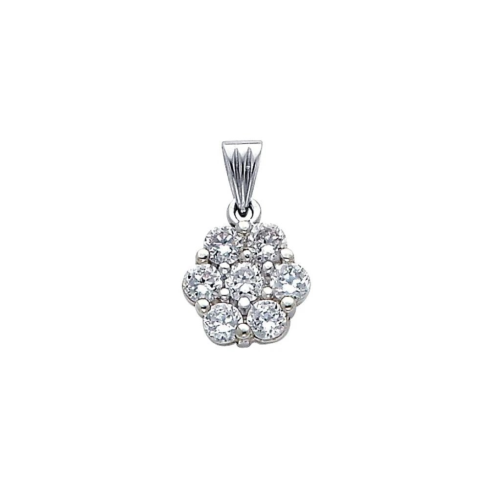 NEW 14K WHITE GOLD PENDANT: NEW 14K WHITE GOLD PENDANT 693W PENDANT 693W NEW 14K WHITE GOLD Height : 10 mm Width : 10 mm Apx. WEIGHT : 0.8g