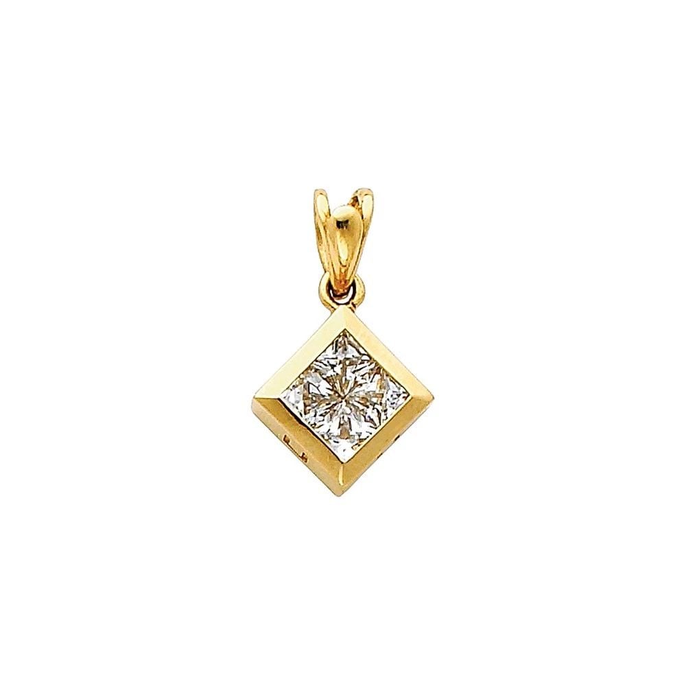 NEW 14K YELLOW GOLD SQUARE PENDANT: NEW 14K YELLOW GOLD SQUARE PENDANT 695 SQUARE PENDANT 695 NEW 14K YELLOW GOLD Height : 12 mm Width : 10 mm Apx. WEIGHT : 0.8g
