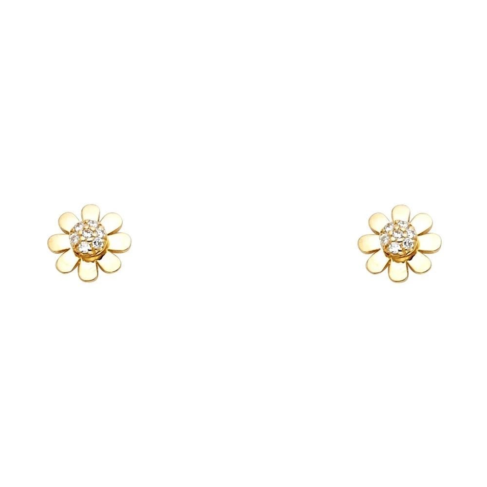 NEW 14K YELLOW GOLD SUN FLOWER STUD EARRINGS WITH SCREW BACK: NEW 14K YELLOW GOLD SUN FLOWER STUD EARRINGS WITH SCREW BACK SUN FLOWER STUD EARRINGS WITH SCREW BACK NEW 14K YELLOW GOLD