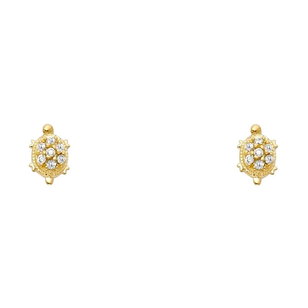 NEW 14K YELLOW GOLD TURTLE STUD EARRINGS (1 of 2)