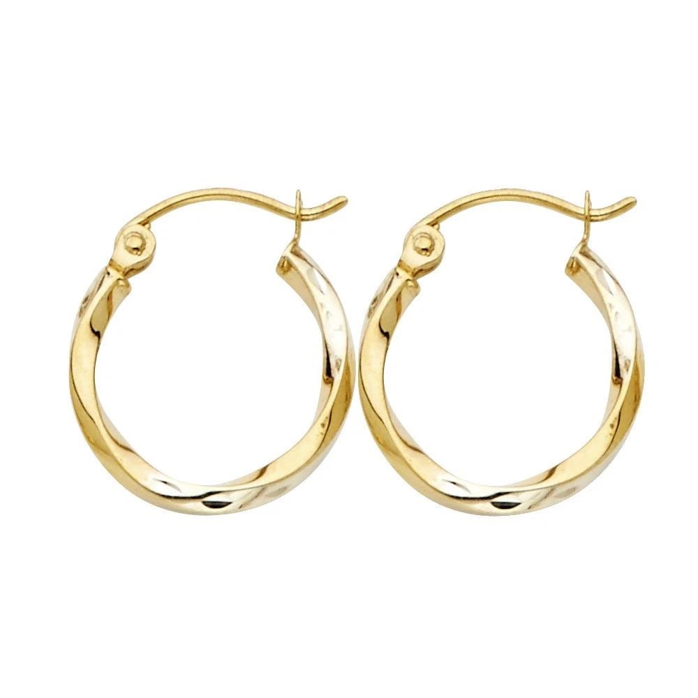 NEW 14K YELLOW GOLD CURLED HOOP EARRINGS (1 of 2)