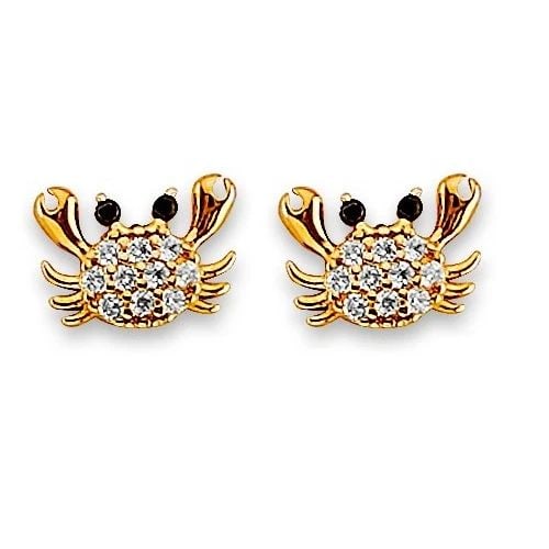 NEW 14K YELLOW GOLD CRAB STUD EARRINGS WITH SCREW BACK (1 of 2)