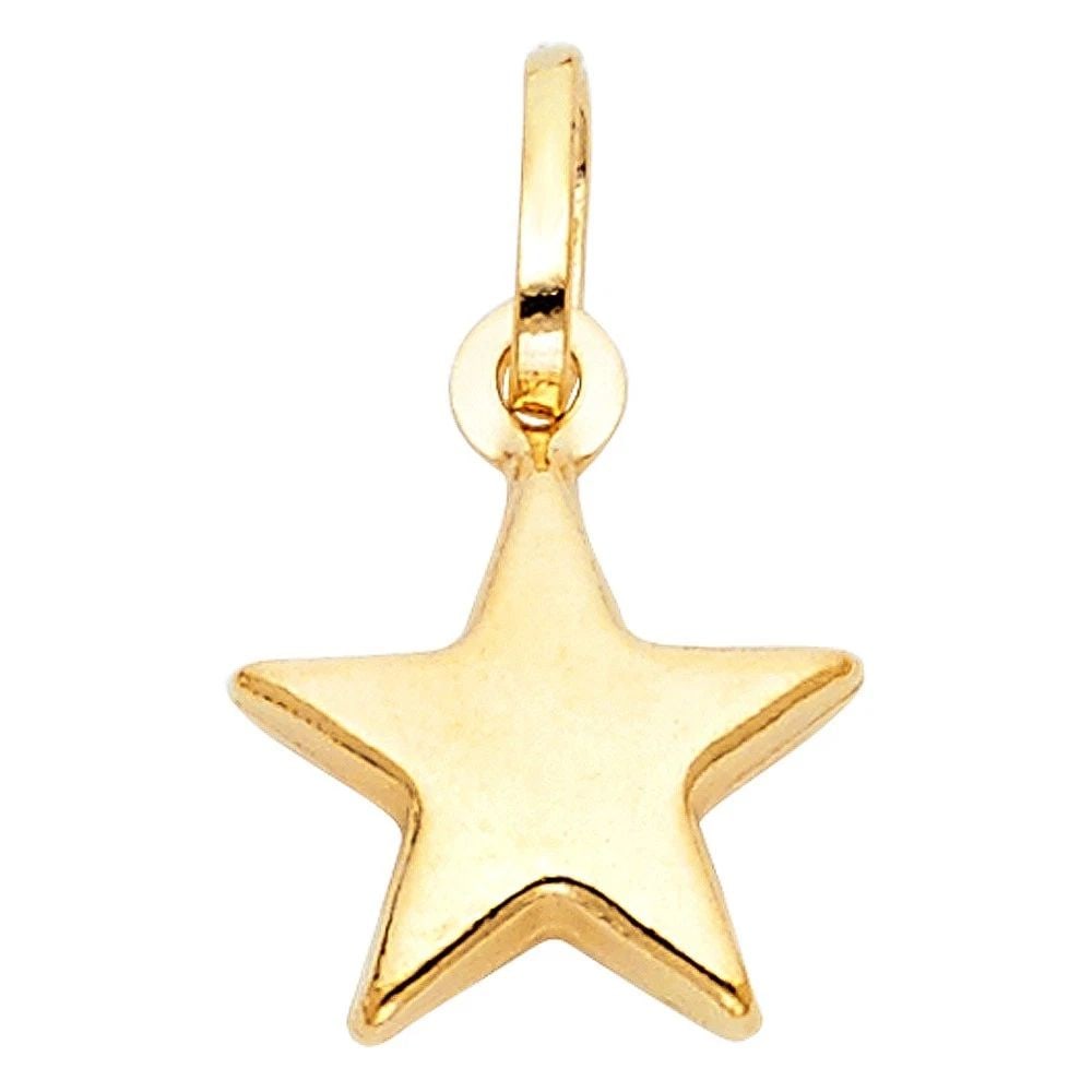 NEW 14K YELLOW GOLD HOLLOW STAR PENDANT (PT473): NEW 14K YELLOW GOLD HOLLOW STAR PENDANT (PT473) HOLLOW STAR PENDANT (PT473) NEW 14K YELLOW GOLD Height : 13 mm Width : 12.5 mm Apx. WEIGHT : 0.8g