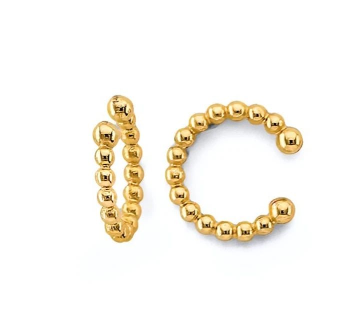 NEW 14K YELLOW GOLD BEAD EARRINGS CUFF (SINGLE PIECE): NEW 14K YELLOW GOLD BEAD EARRINGS CUFF (SINGLE PIECE) BEAD EARRINGS CUFF (SINGLE PIECE) NEW 14K YELLOW GOLD HEIGHT - 10 mm WIDTH - 10 mm Apx WEIGHT - 0.6 g