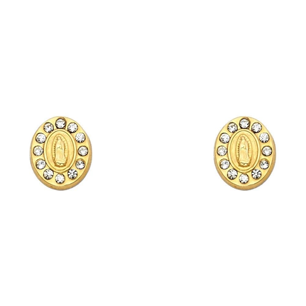 NEW 14K YELLOW GOLD OVAL GUADLUPE SCREW BACK STUD EARRINGS: NEW 14K YELLOW GOLD OVAL GUADLUPE SCREW BACK STUD EARRINGS OVAL GUADLUPE SCREW BACK STUD EARRINGS NEW 14K YELLOW GOLD