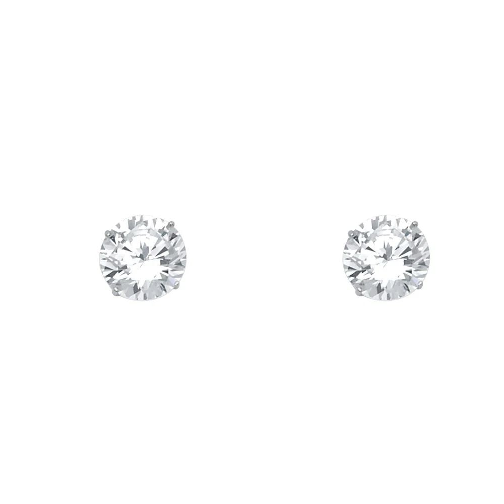 NEW 14K WHITE GOLD ROUND 7MM STUD EARRINGS: NEW 14K WHITE GOLD ROUND 7MM STUD EARRINGS ROUND 7MM STUD EARRINGS NEW 14K WHITE GOLD