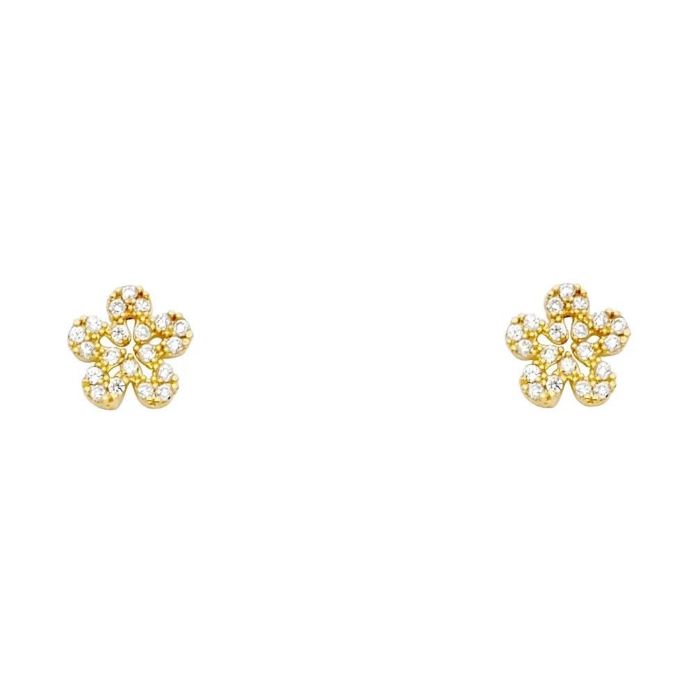 NEW 14K YELLOW GOLD FLOWER STUD EARRINGS WITH SCREW BACK: NEW 14K YELLOW GOLD FLOWER STUD EARRINGS WITH SCREW BACK FLOWER STUD EARRINGS WITH SCREW BACK NEW 14K YELLOW GOLD